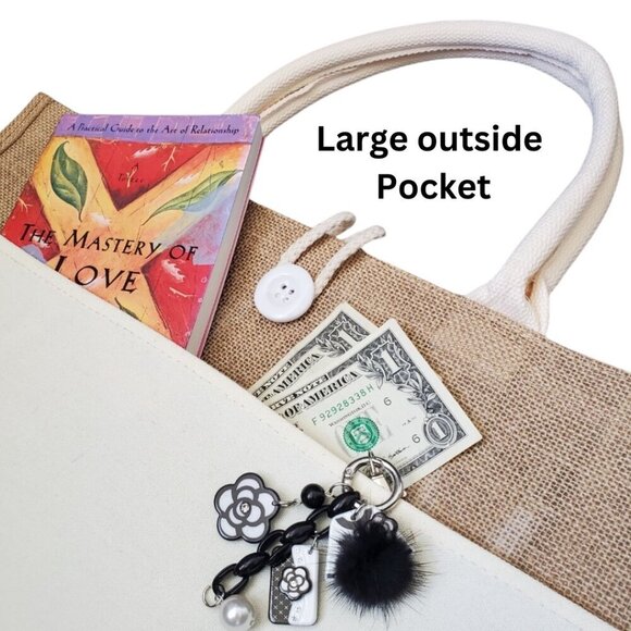 Custom Canvas Tote Bag, Large Size - Fashion Theme #9 - Cream Tote - Picture 12 of 15